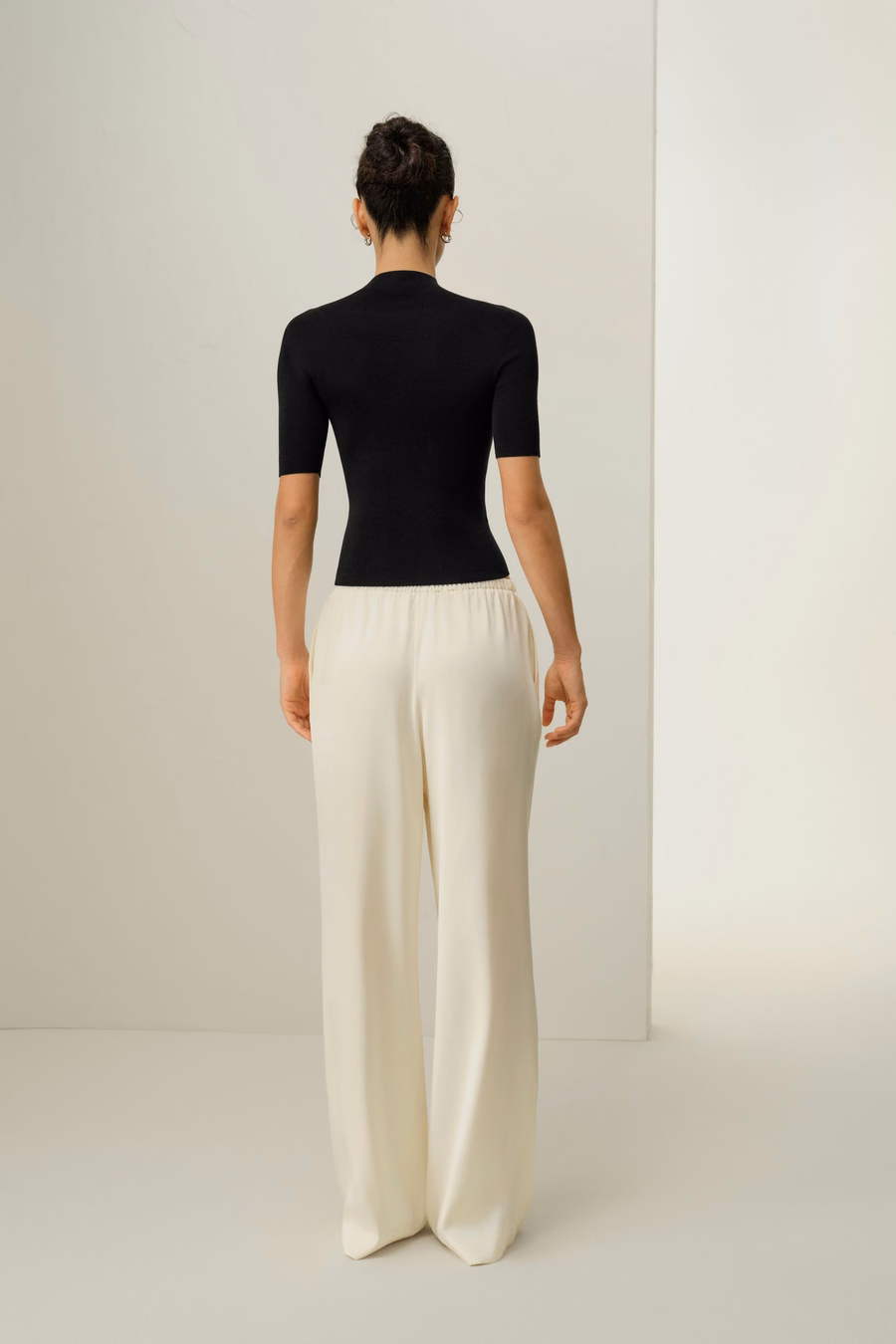 Top tricot slim-fit en soie-coton sans couture