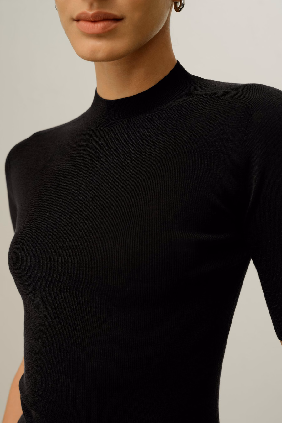 Top tricot slim-fit en soie-coton sans couture