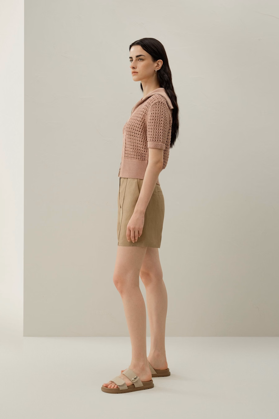 Cardigan à double zip en tricot Toscana Pointelle