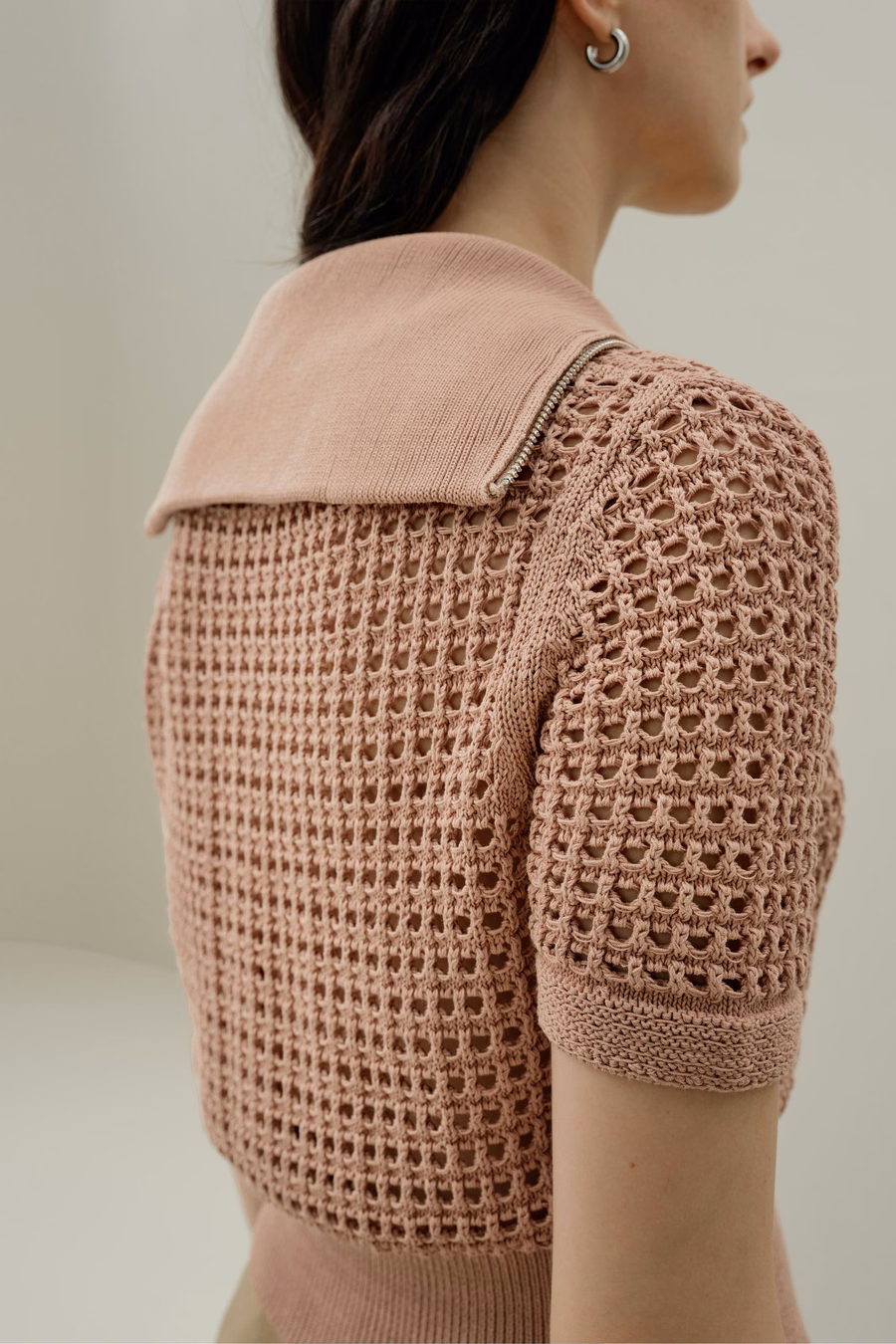 Cardigan à double zip en tricot Toscana Pointelle