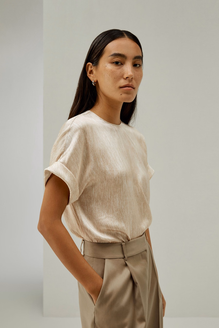 Top en satin de perle de soie