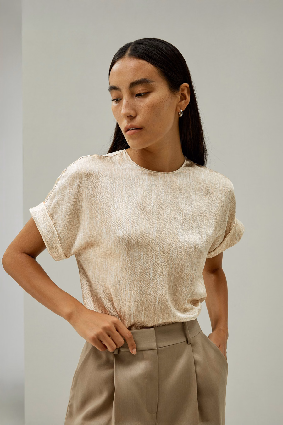 Top en satin de perle de soie