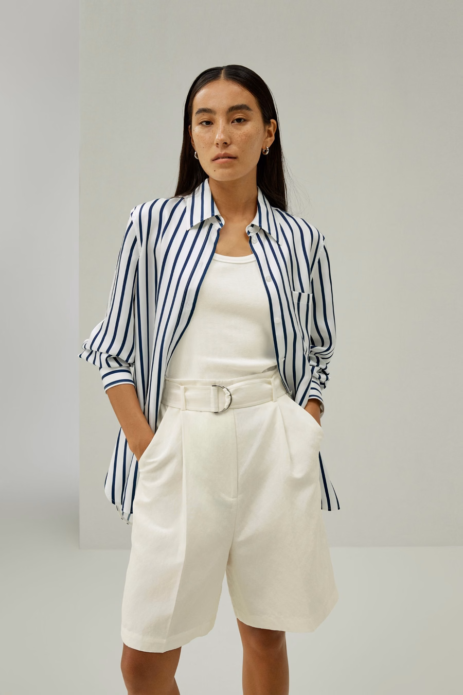 Shorts Bermuda en mélange soie-lin Chic