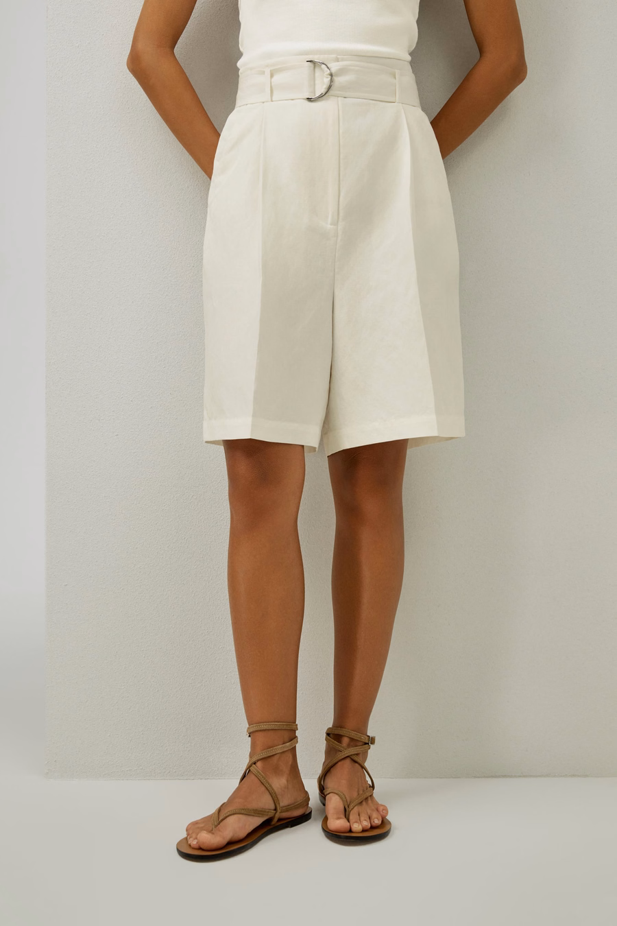 Shorts Bermuda en mélange soie-lin Chic
