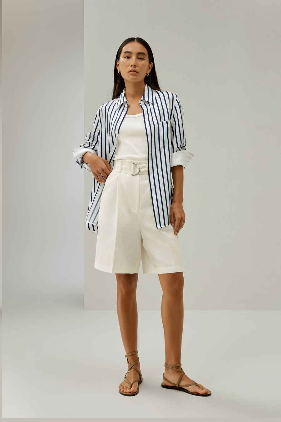 Shorts Bermuda en mélange soie-lin Chic