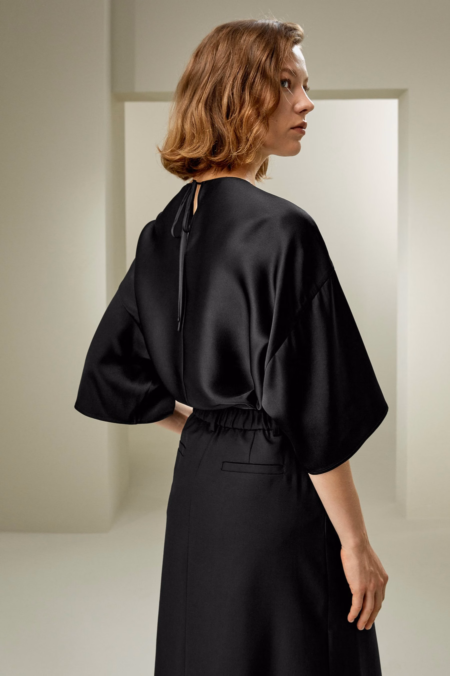 Blouse en soie décontractée à col rond