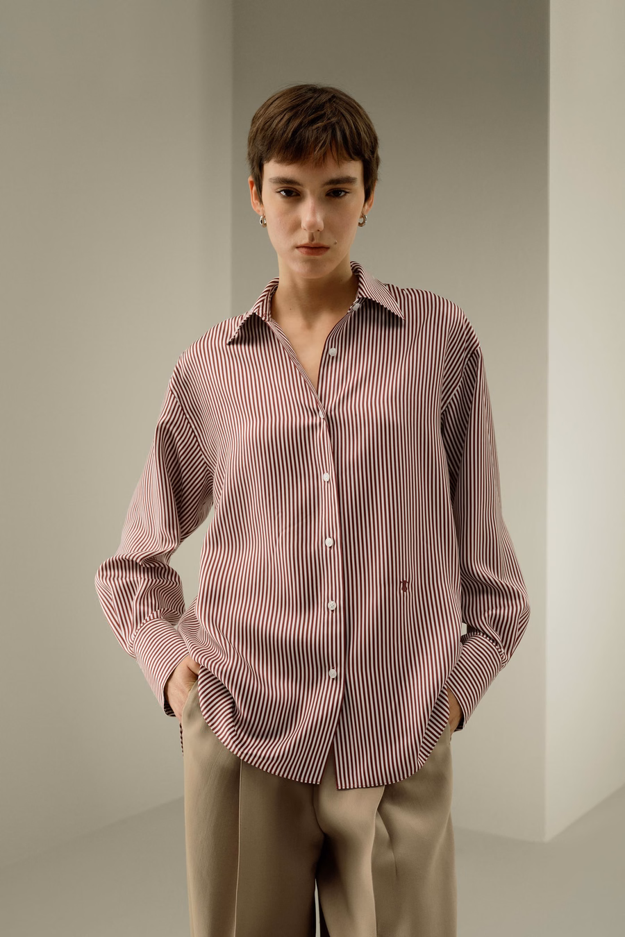 Chemise rayée rouge Ancora surdimensionnée