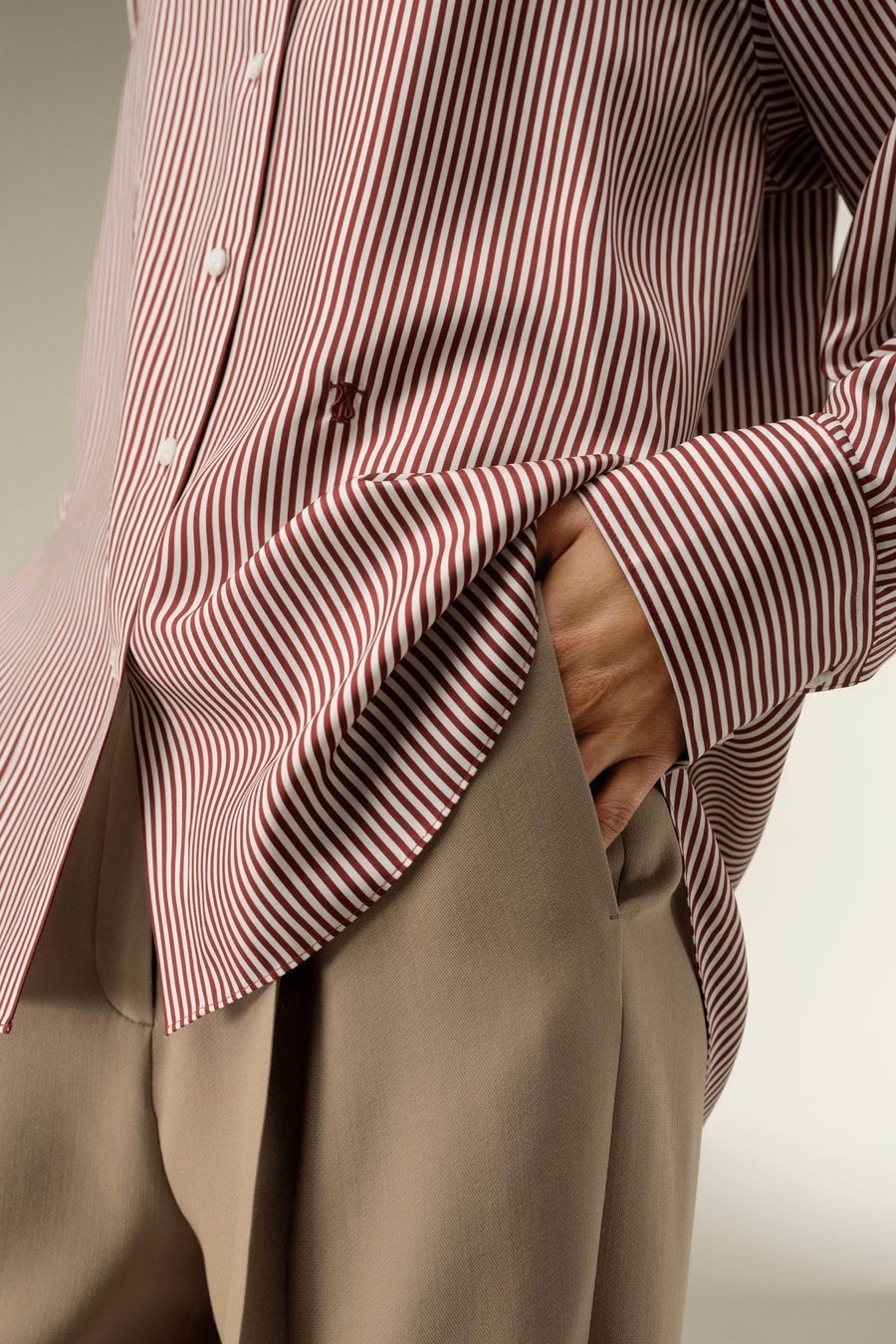 Chemise rayée rouge Ancora surdimensionnée