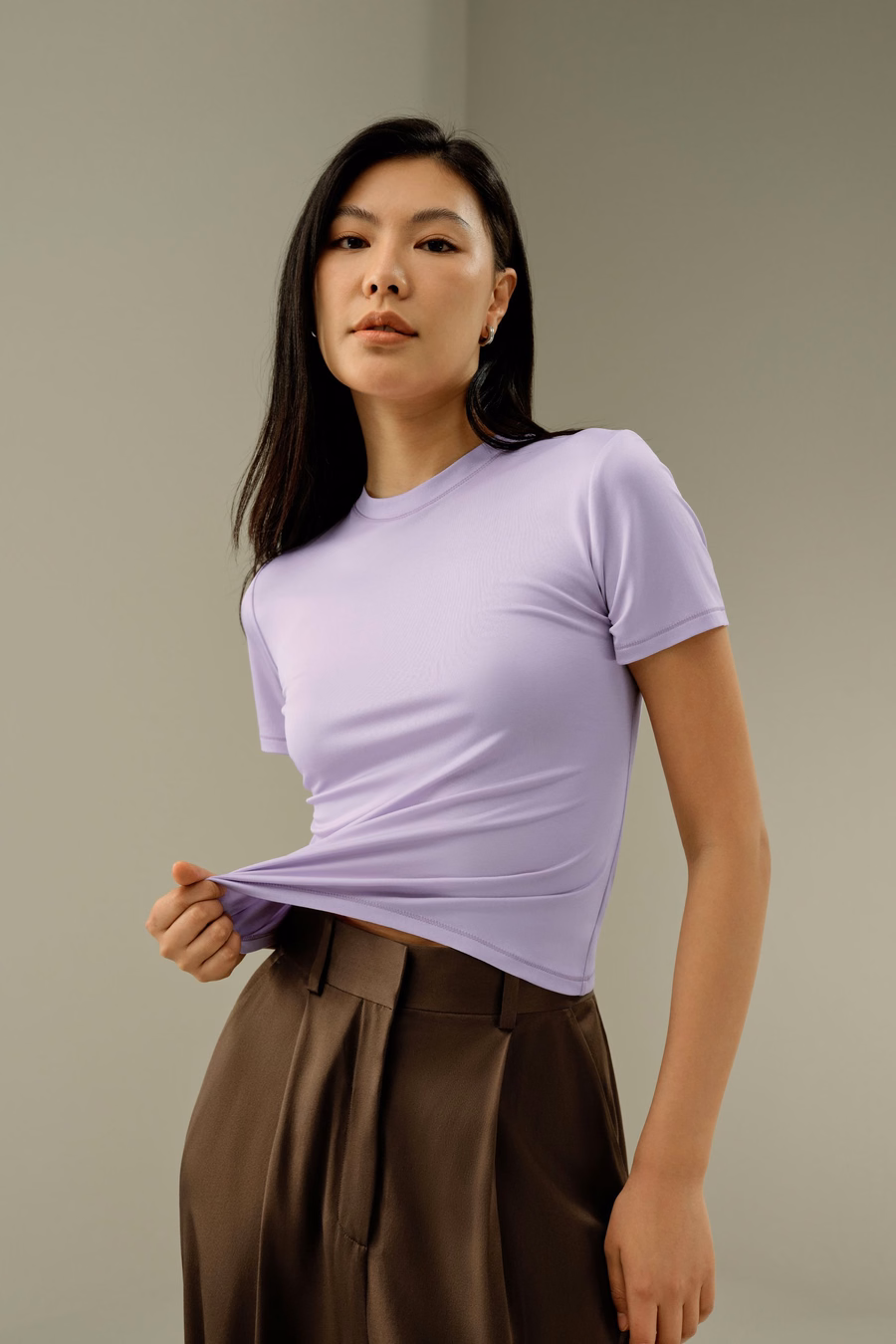 T-shirt en jersey de soie ajusté