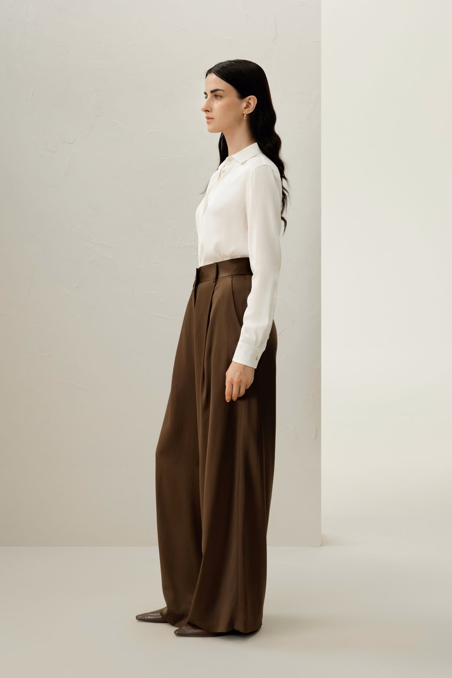 Chemise en Soie à Col Élargi