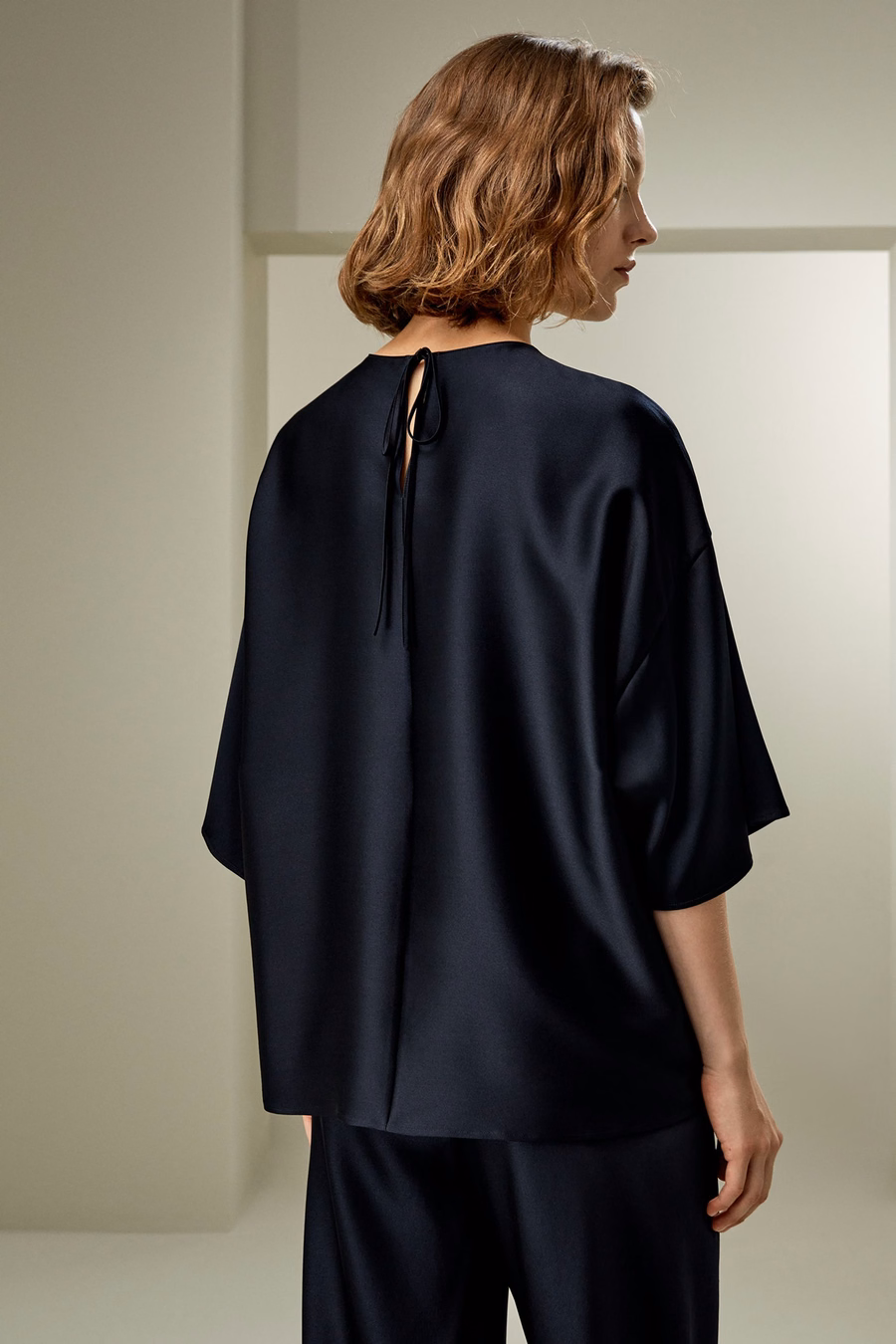 Blouse en soie décontractée à col rond