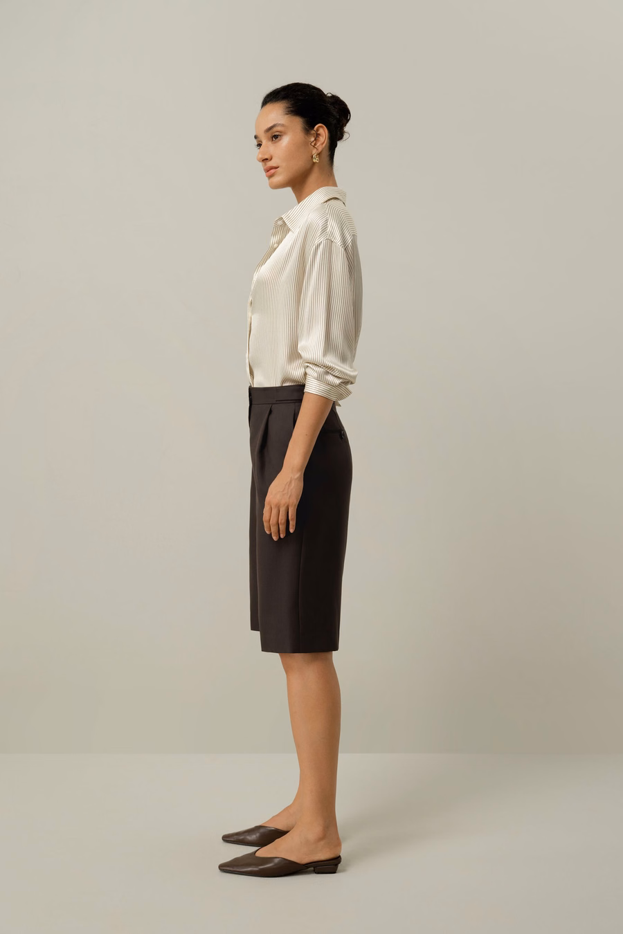 Chemise en soie Charmeuse à rayures