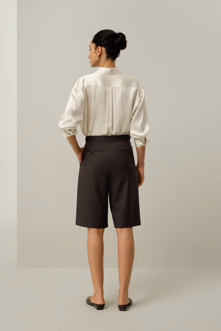 Chemise en soie Charmeuse à rayures