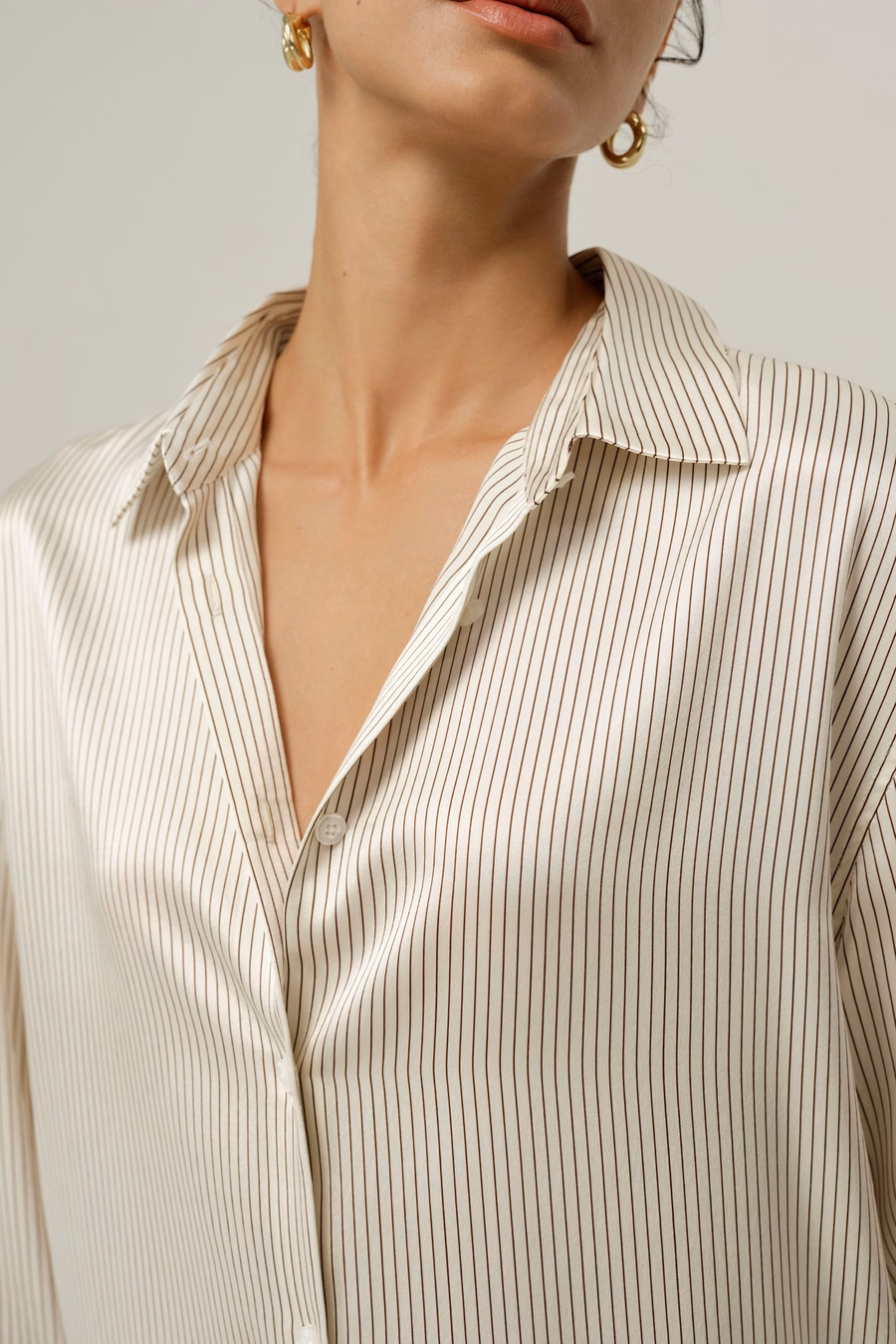 Chemise en soie Charmeuse à rayures