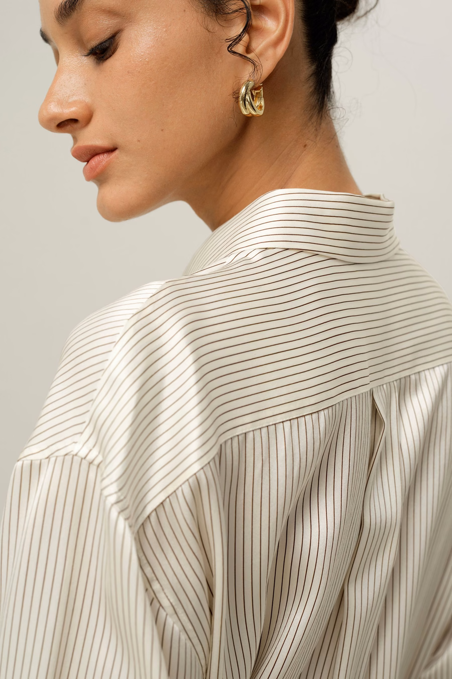 Chemise en soie Charmeuse à rayures