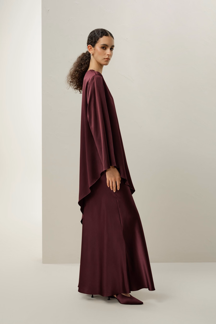 Jupe maxi A-line en soie charmeuse