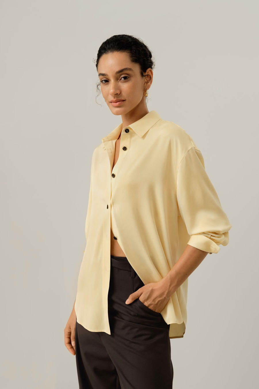 Chemise Oversized en Double Georgette Stretch