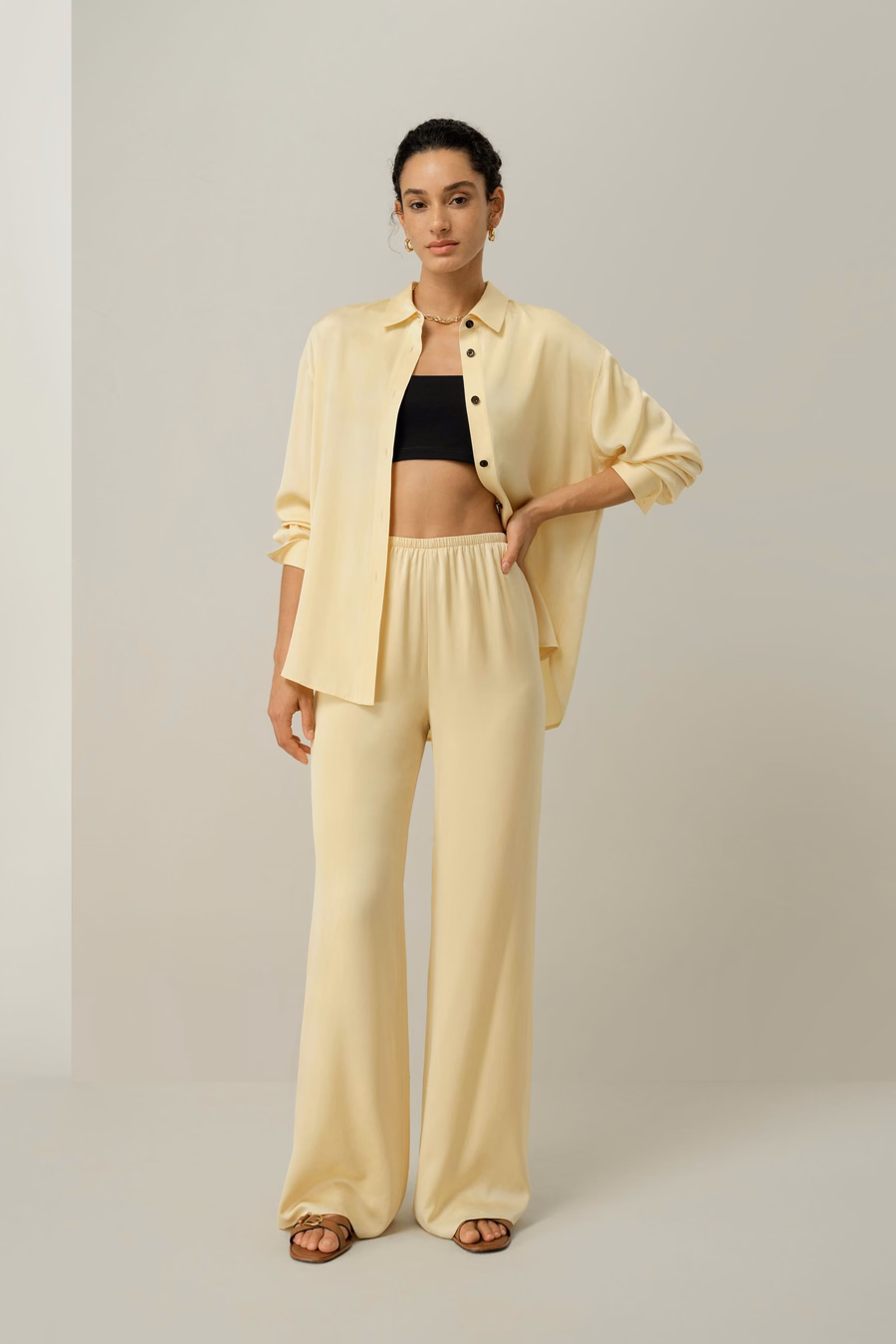 Chemise Oversized en Double Georgette Stretch
