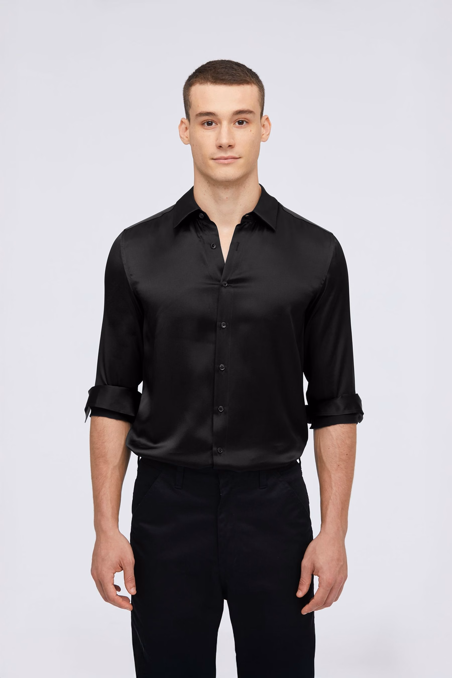 Chemise de base en soie de mûrier pour hommes