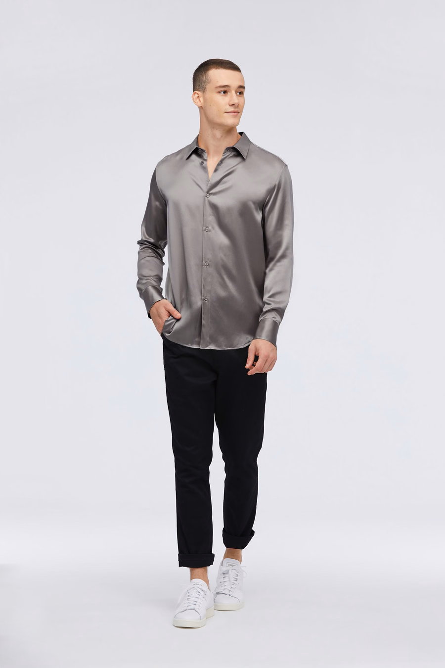 Chemise de base en soie de mûrier pour hommes
