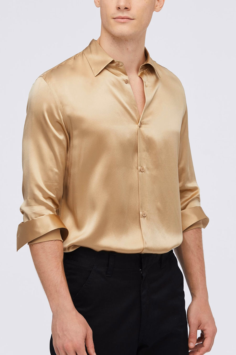 Chemise de base en soie de mûrier pour hommes