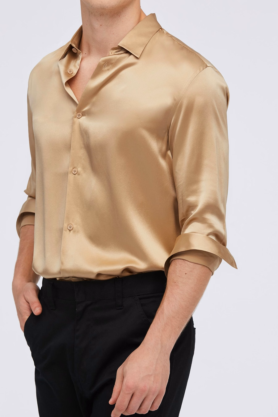 Chemise de base en soie de mûrier pour hommes