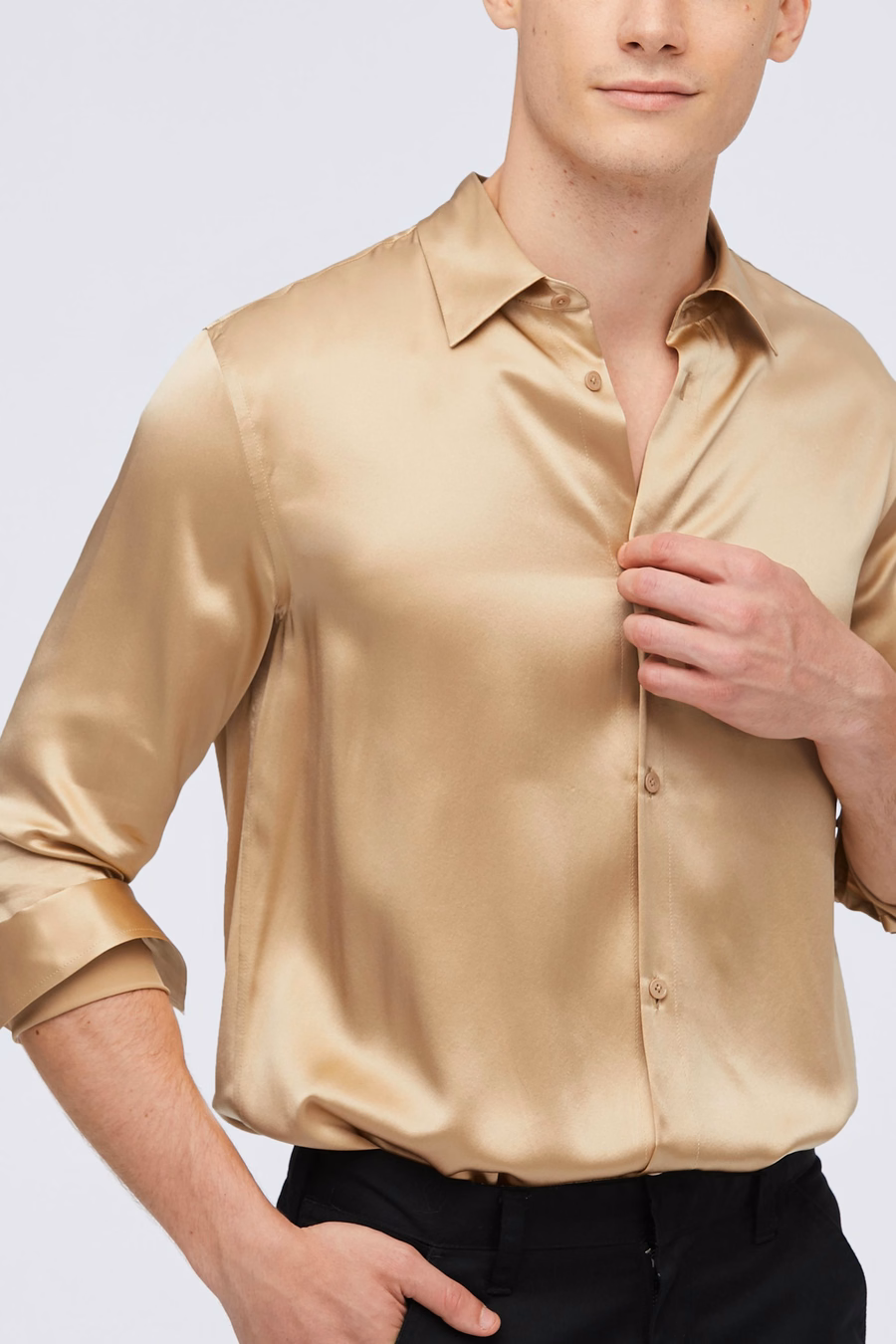 Chemise de base en soie de mûrier pour hommes