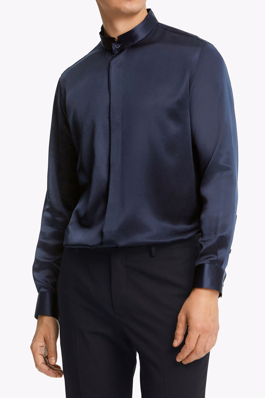 Chemise en soie pour hommes à patte dissimulée classique