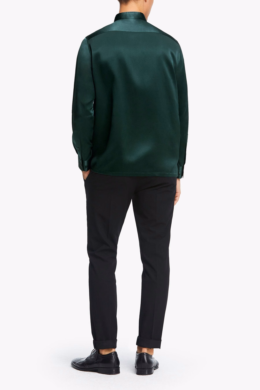 Chemise en soie pour hommes à patte dissimulée classique