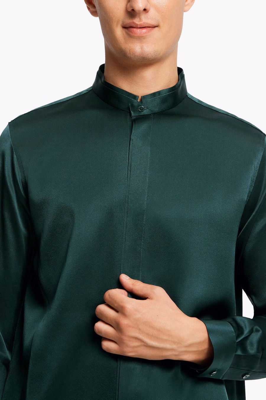 Chemise en soie pour hommes à patte dissimulée classique