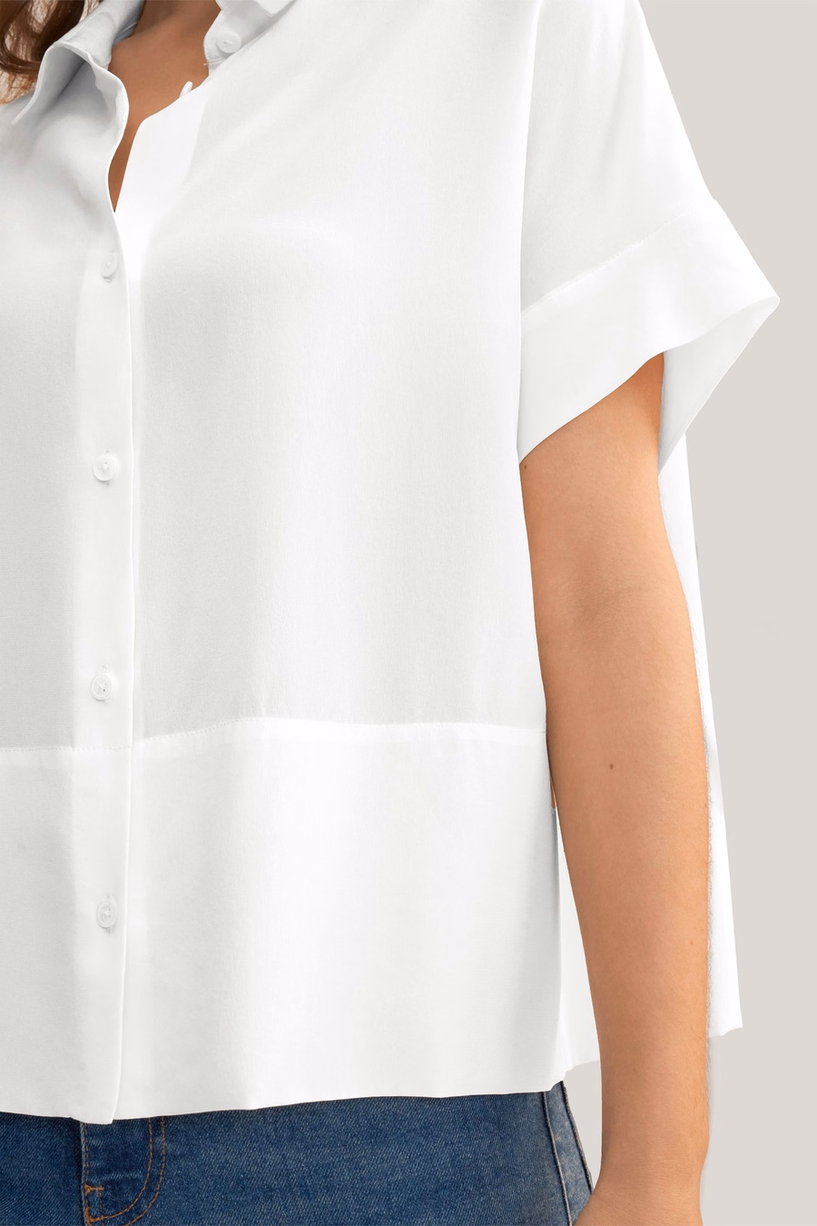 T-shirt en soie à manches courtes décontracté et ample