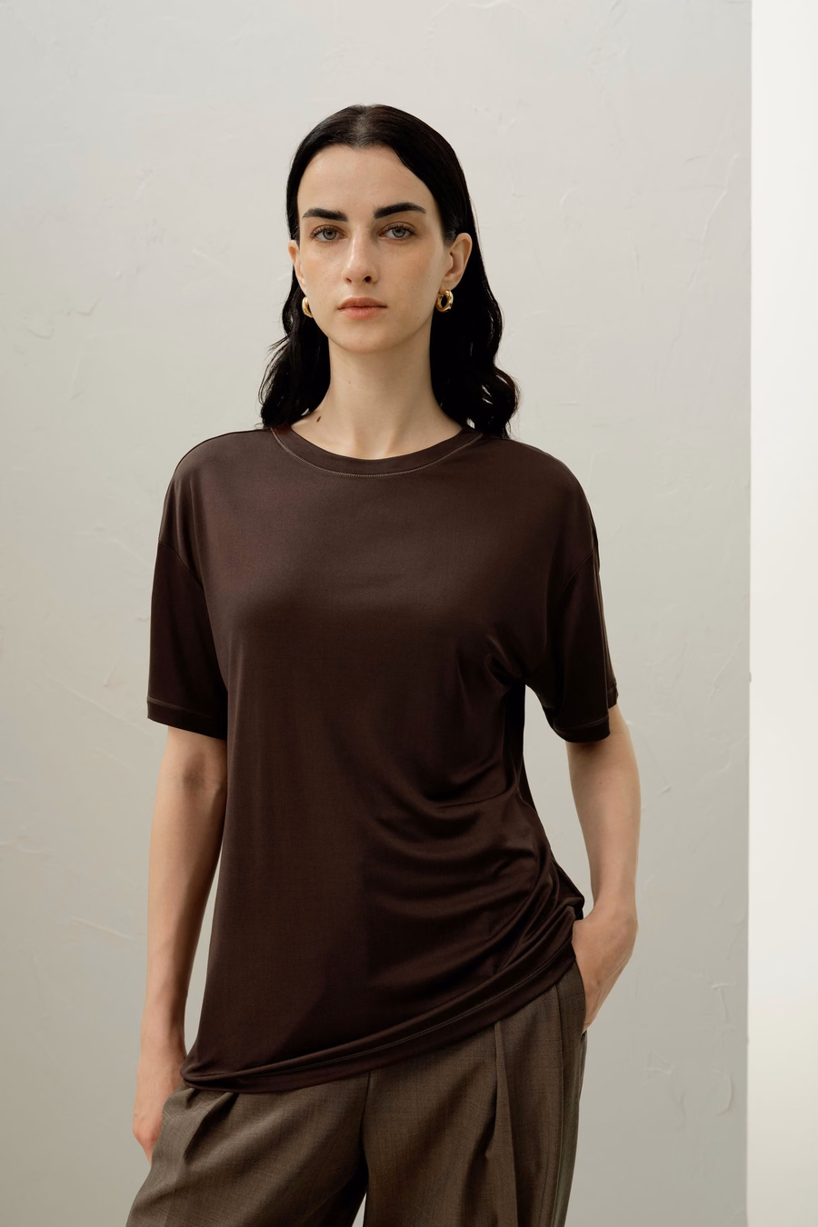 Tee-shirt en Jersey de Soie Surdimensionné