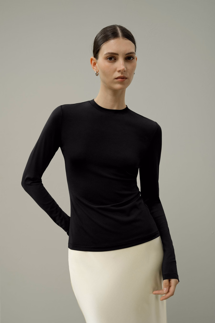 Haut long-sleeve en jersey de soie Breeze