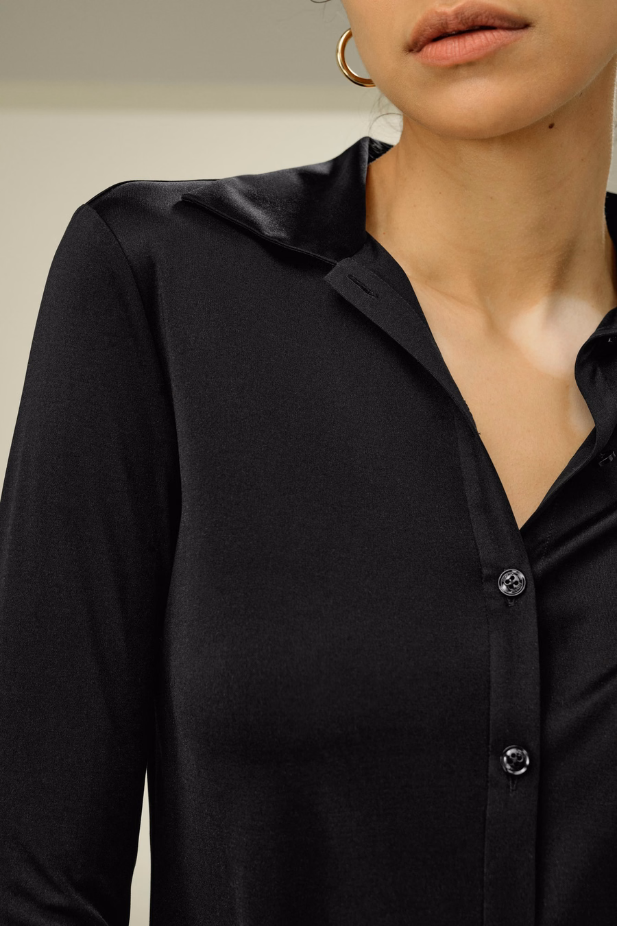 Chemise en Jersey de Soie Slim Basique