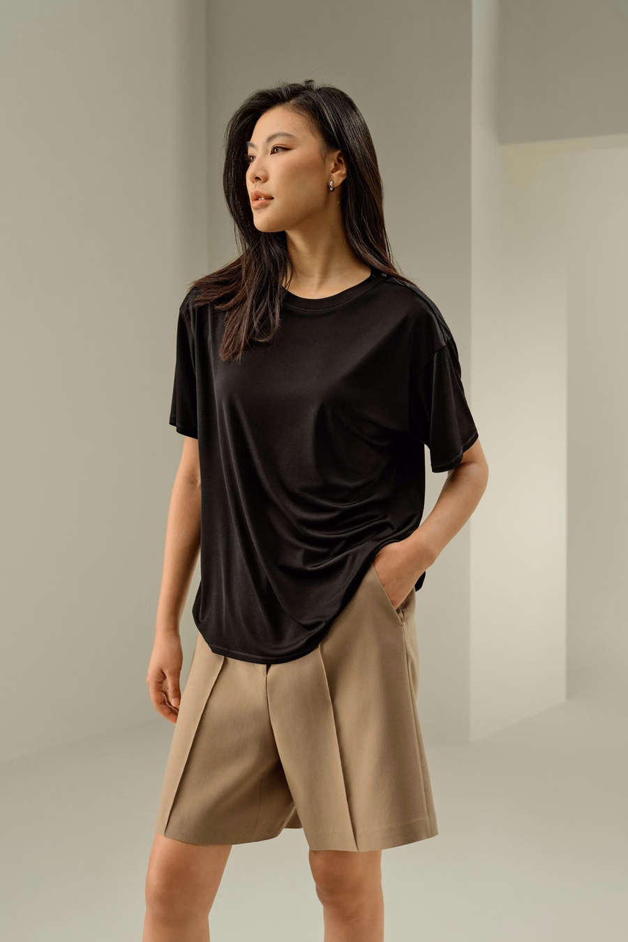 Tee-shirt en Jersey de Soie Surdimensionné