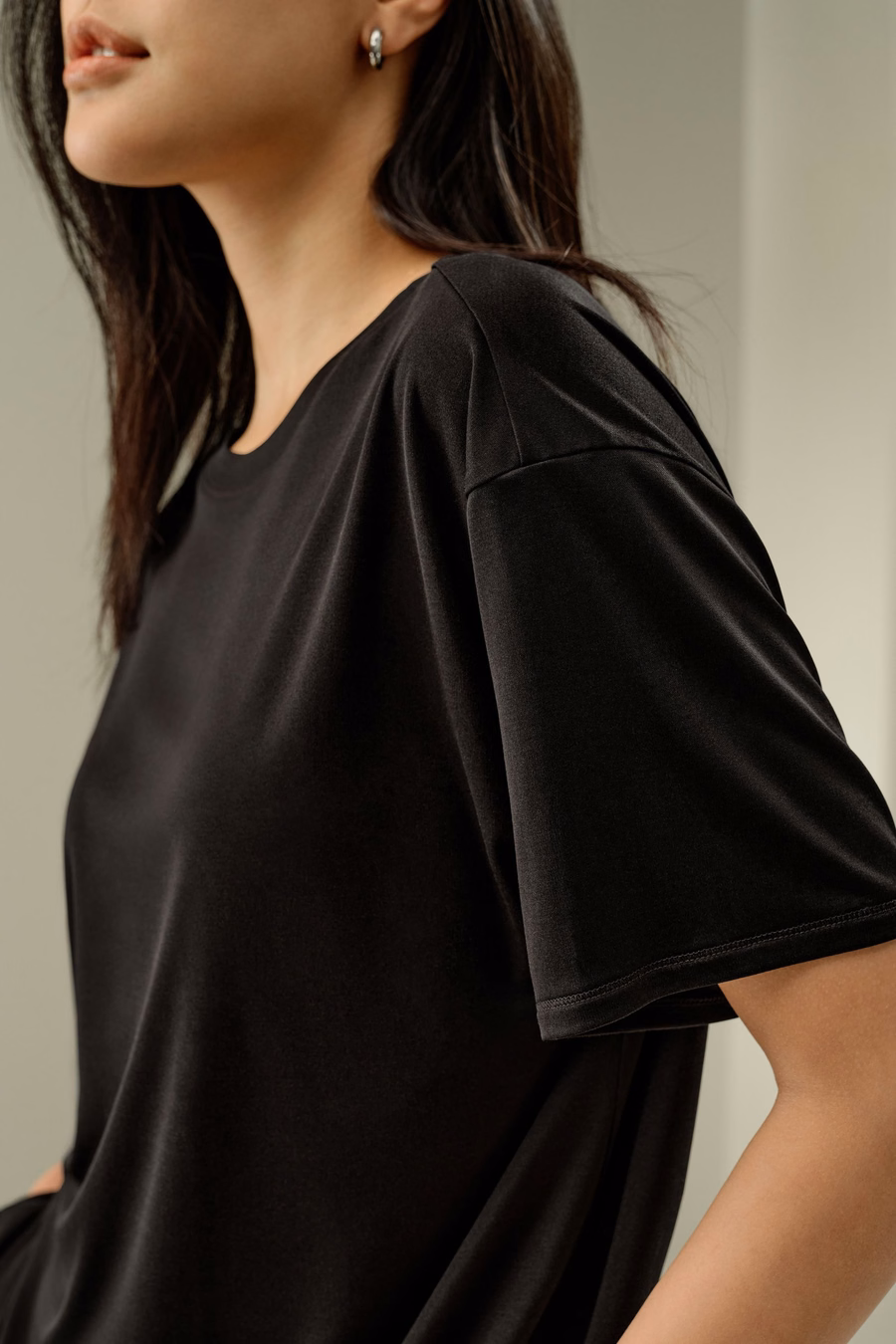 Tee-shirt en Jersey de Soie Surdimensionné