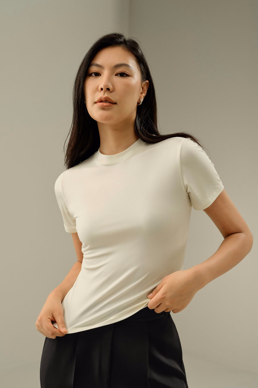 T-shirt en jersey de soie ajusté