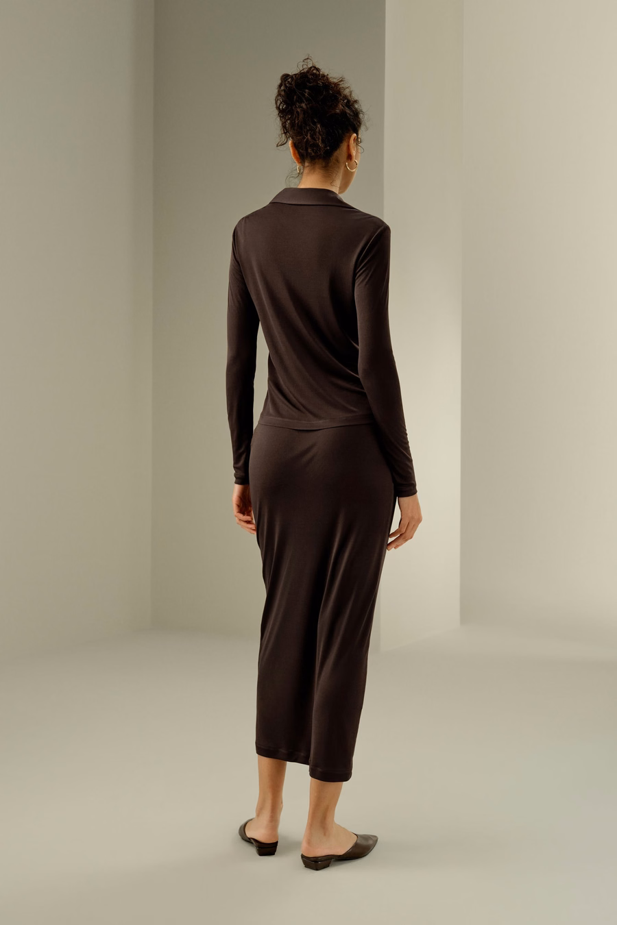 Chemise en Jersey de Soie Slim Basique