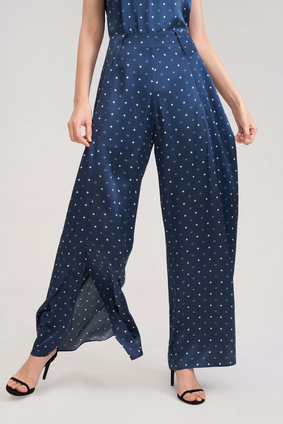 Pantalons en soie Ginkgo à jambes larges