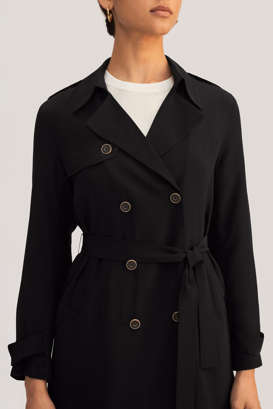 Paletot en soie croisé classique à double boutonnage