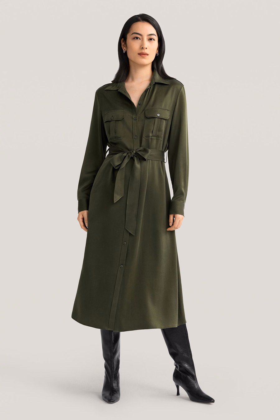 Robe trench en soie lavée à la main