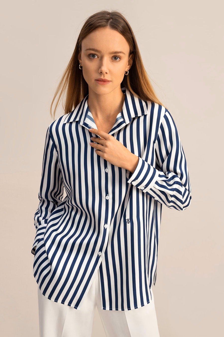 Chemise en soie à rayures Amalfi