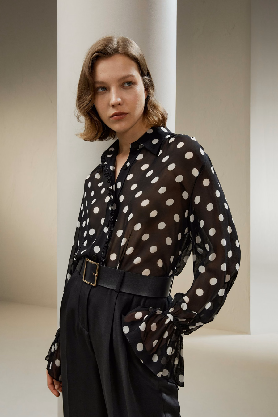 Blouse en georgette à pois