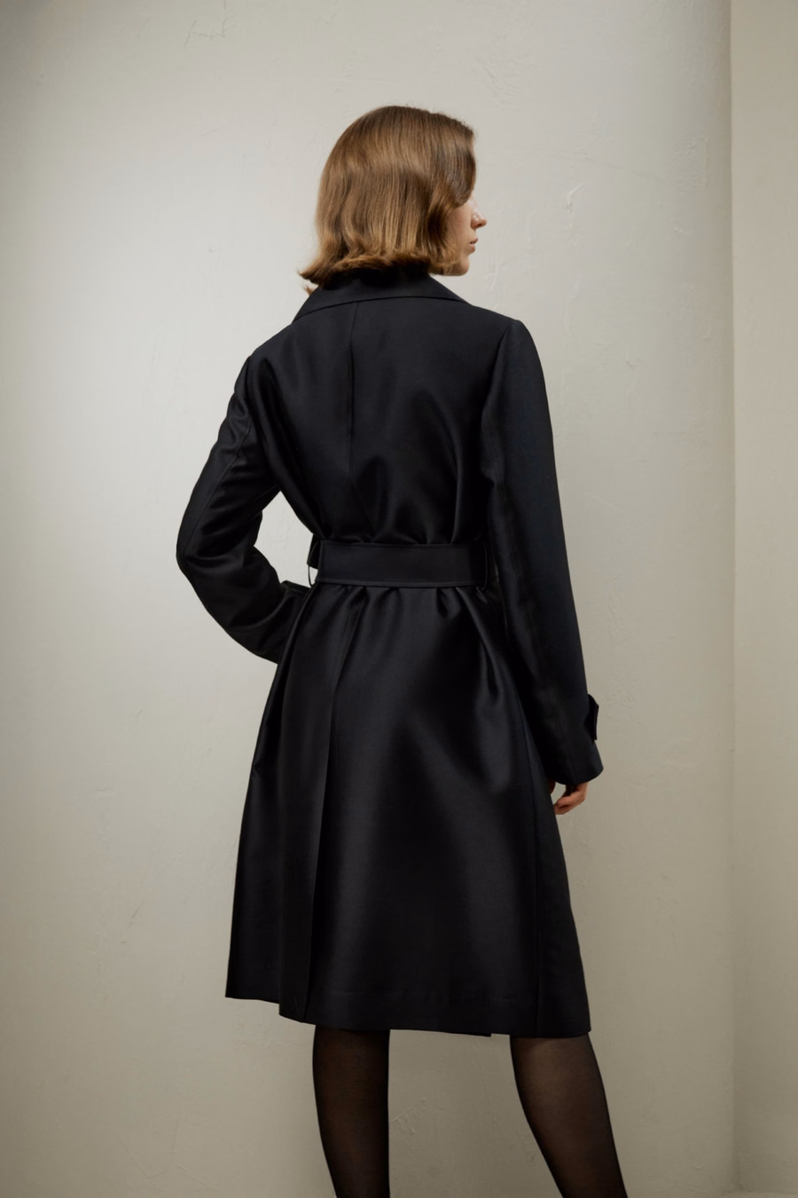 Manteau trench mélangé soie-laine