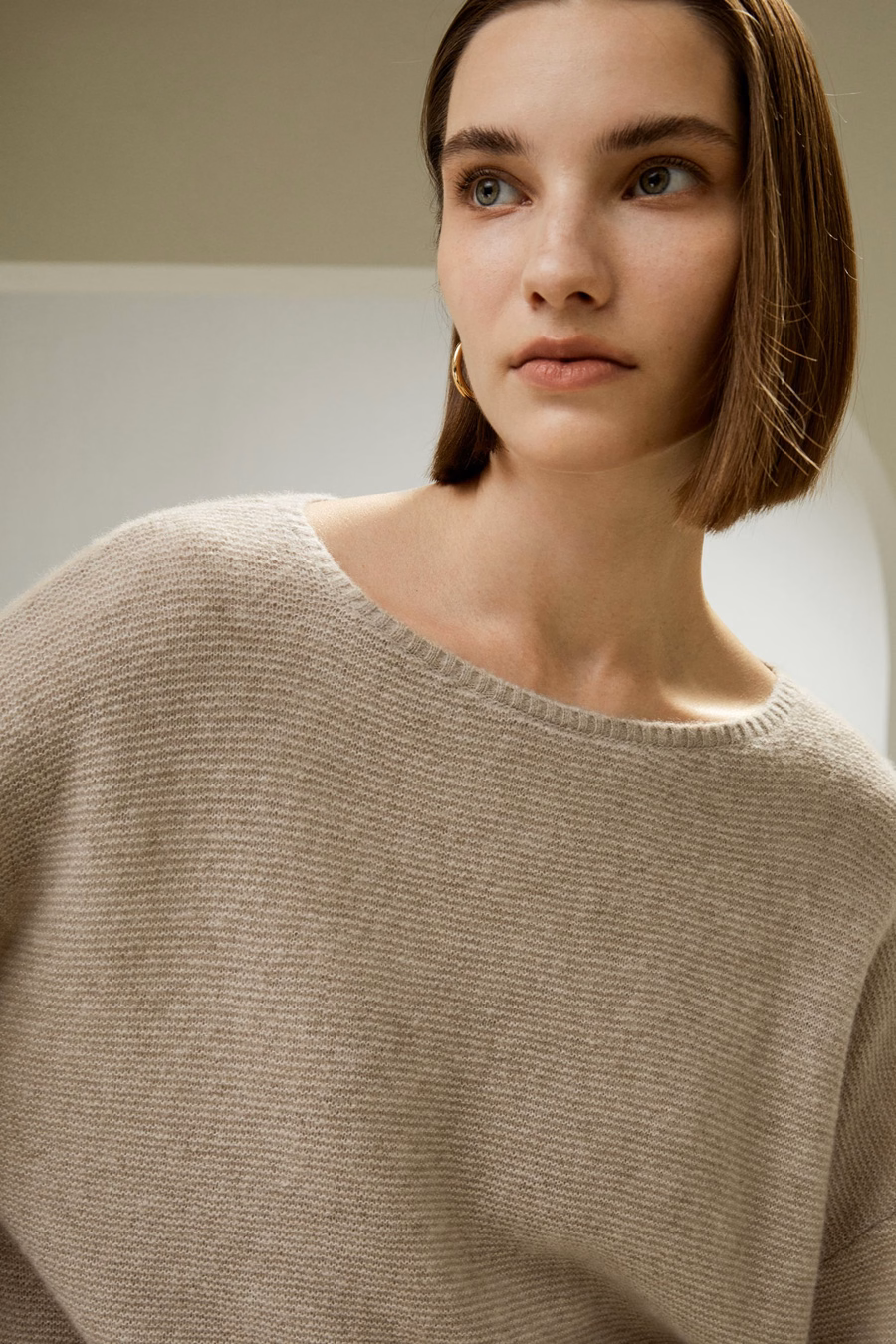 Pull en Soie Mélange Cachemire à Coupe Détendue et Épaules Tombantes
