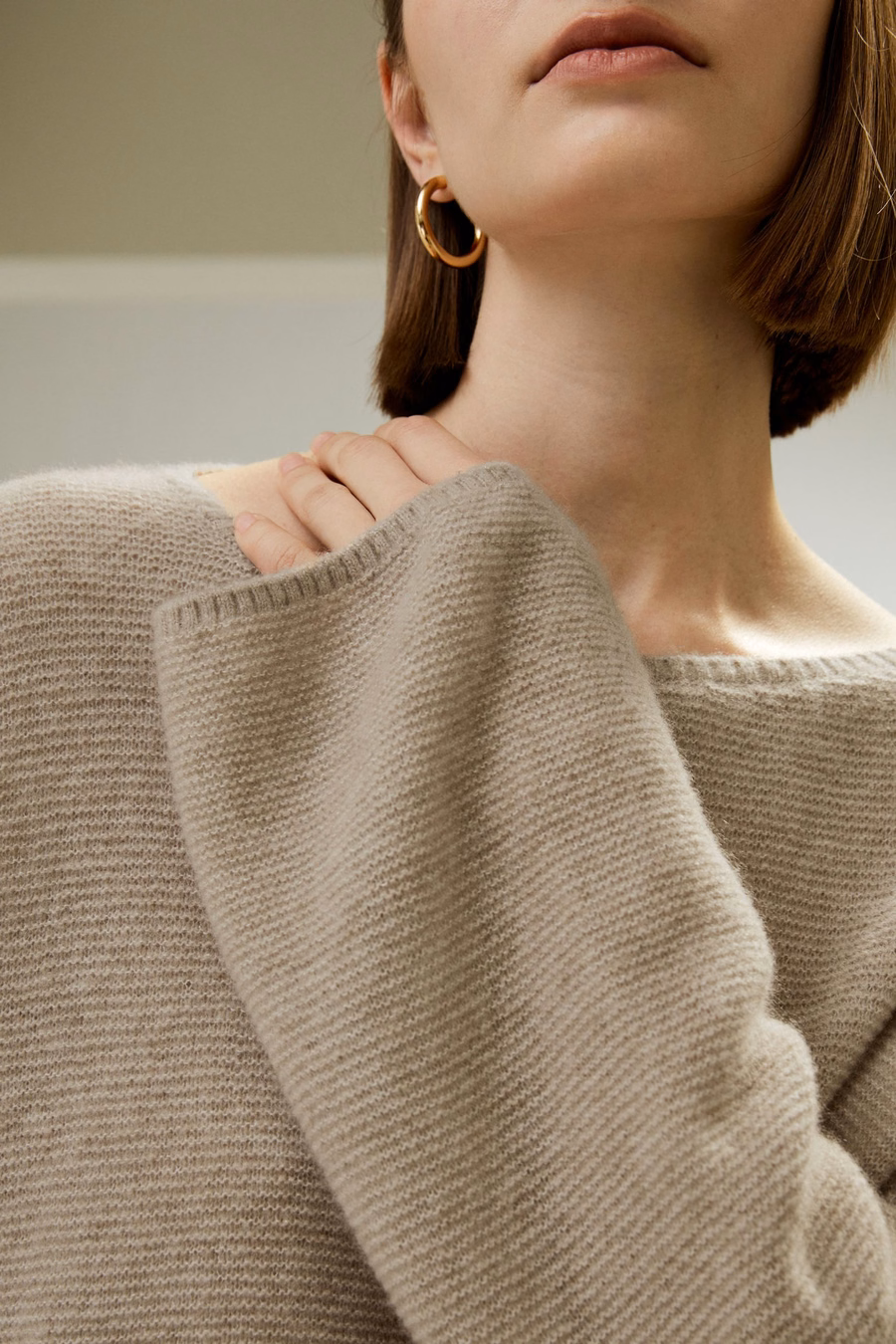 Pull en Soie Mélange Cachemire à Coupe Détendue et Épaules Tombantes