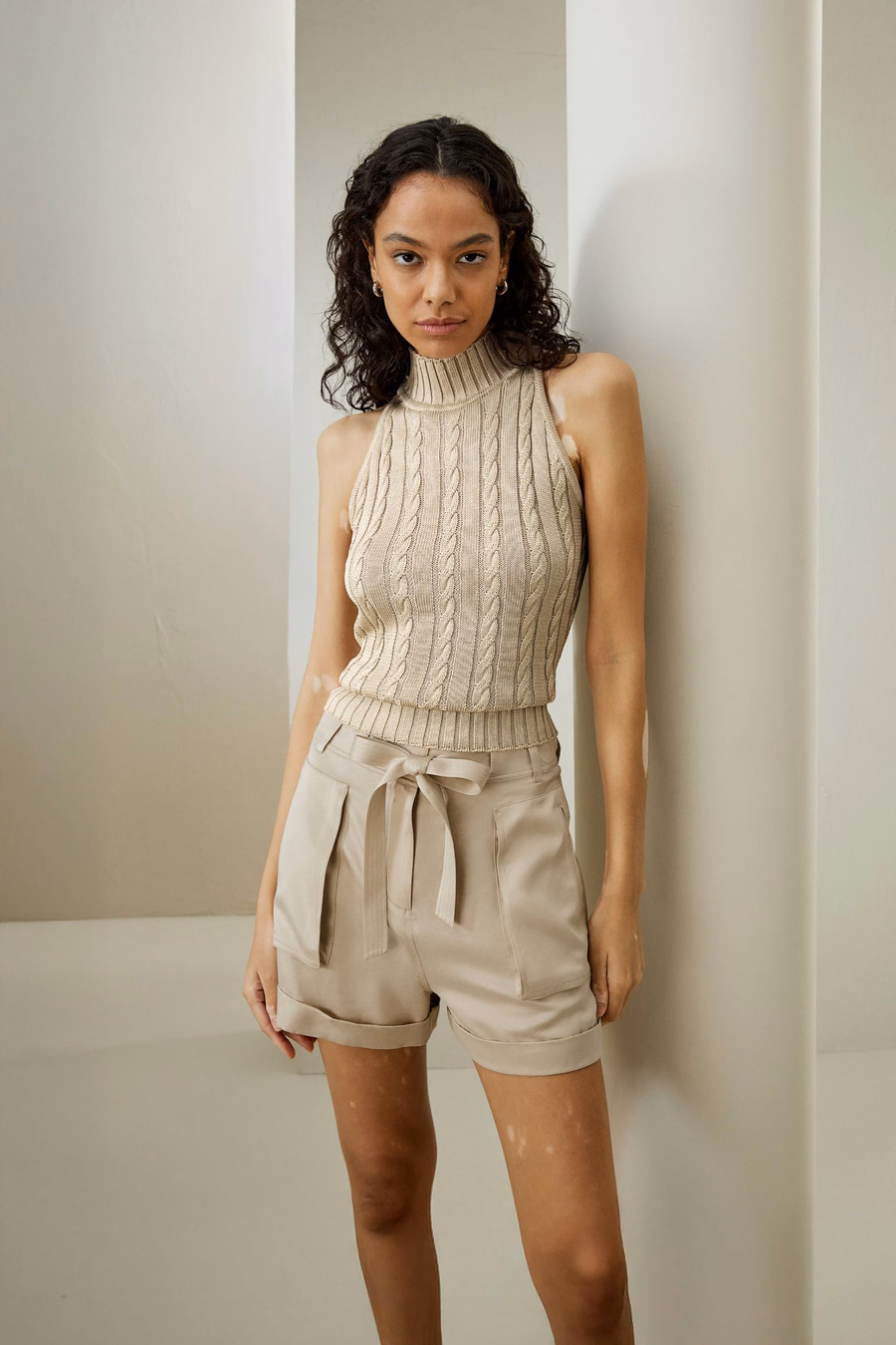 Pull sans manches en soie sauvage