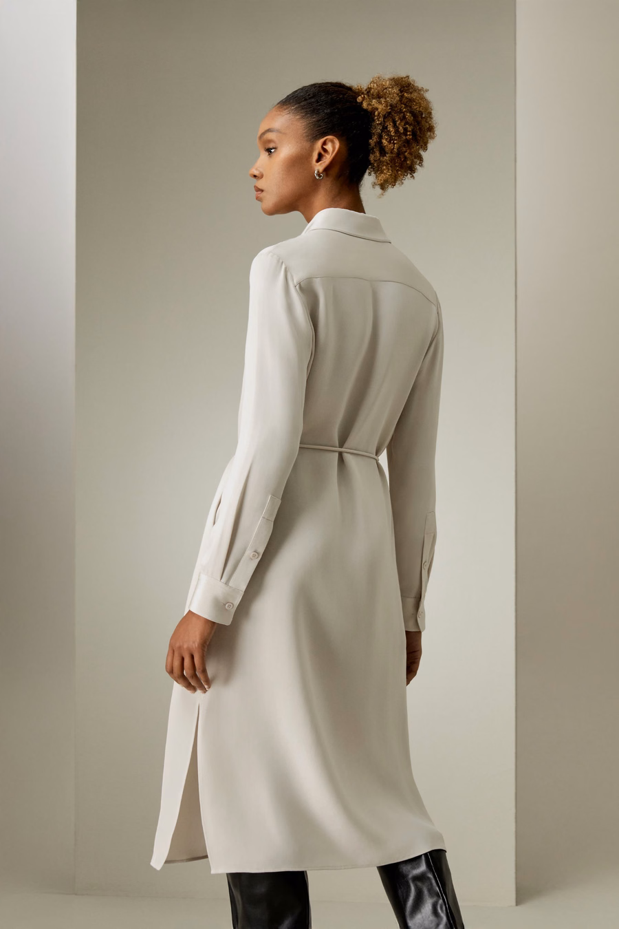 Robe drapée unie à nœud en corde