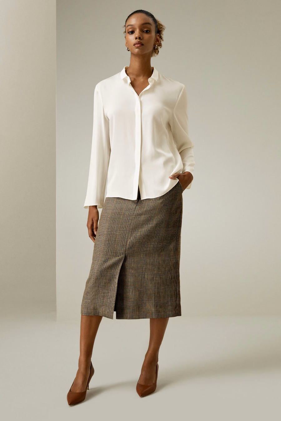 Chemise en soie à col classique