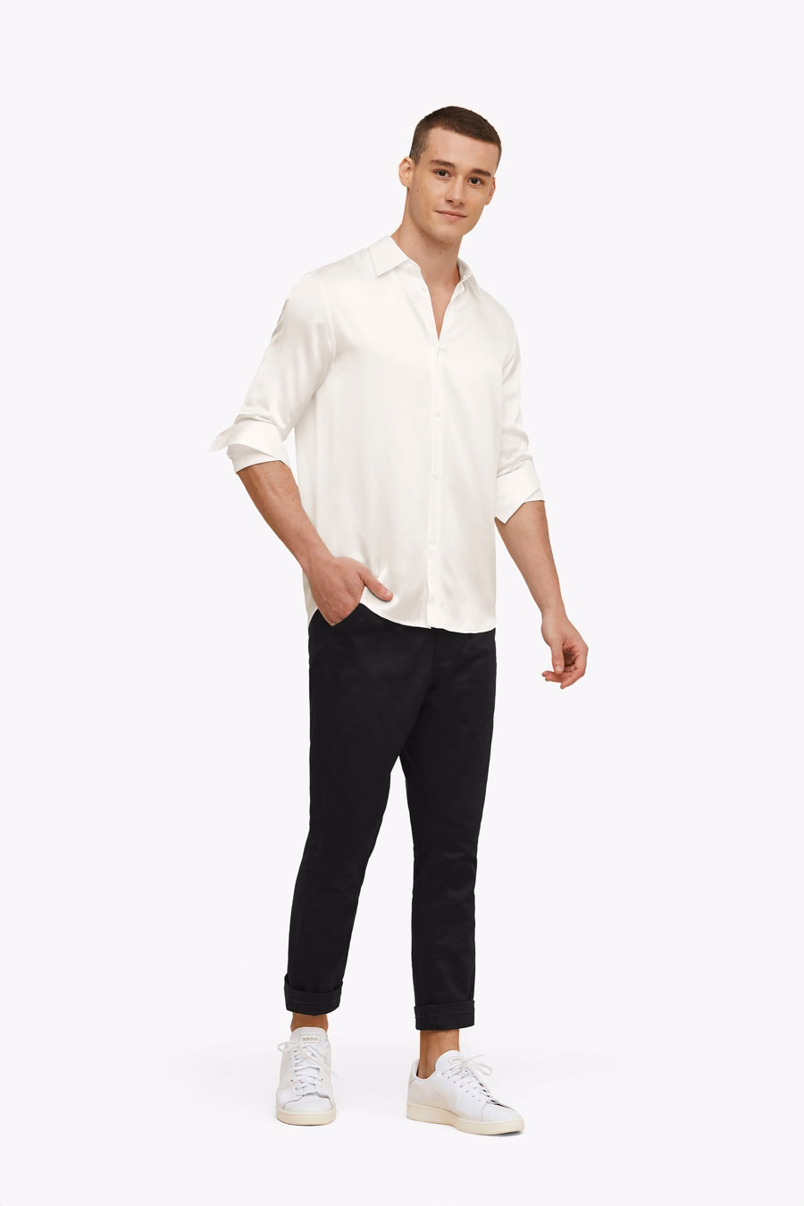 Chemise de base en soie de mûrier pour hommes